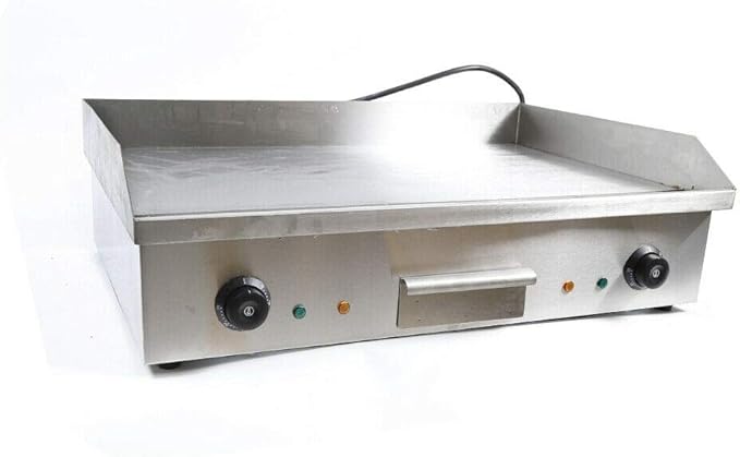 Commercial Electric Griddle, 3000W Countertop Flat Top Grill Dual Control Heavy Duty Stainless Steel Teppanyaki Griddle with Adjustable Temp Control 122°F-572°F 28.6"x15.7"(NO PLUG)