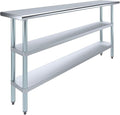 AmGood Stainless Steel Work Table with 2 Shelves | NSF | Metal Utility Table (72" Long x 14" Deep)