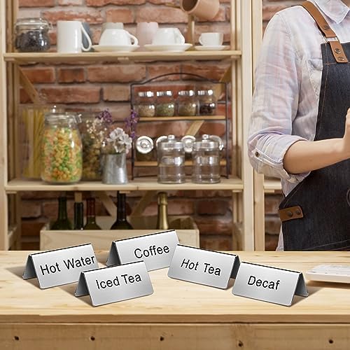 Hicarer 5 Pcs Stainless Steel Table Tent Sign Coffee Signs Tea Beverage Table Display for Party Buffet Restaurant Banquet Wedding Indoor Outdoor, 2.99 x 1.5'' - Image 4