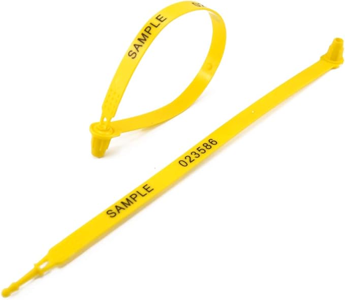 100 Plastic Security Trailer Seals - Tamper-Evident Numbered Tags for Trucks and Containers (Yellow)