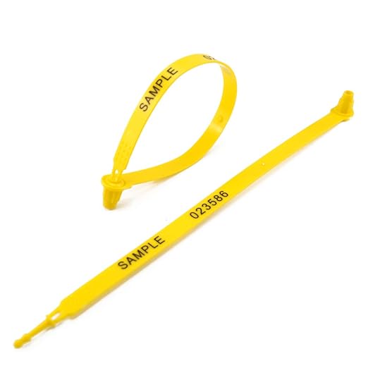 Leadseals(R) 100 Yellow Plastic Truck Trailer Seals Tite-Lock Tractor Door Seal Tamper Evident Security Tags Numbered Safty Disposable Locks for Trailer Logistics Shipping Transport