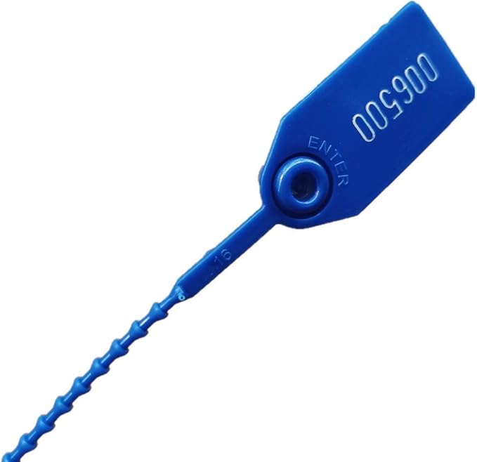 Plastic Security Seals 9.84" Tamper Proof Self Locking Security Tags Pull-Tite Signage Ties Numbered Pack of 100 PCS Navy Blue