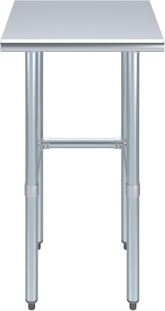 AmGood Stainless Steel Work Table Open Base | NSF Kitchen Island Food Prep | Laundry Garage Utility Bench (20" Long X 20" Deep)