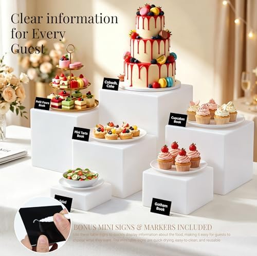 Buffet Risers, 6 Pcs White Acrylic Food Display Stands - Image 2