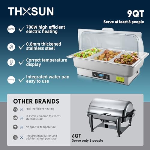 Electric Chafing Dish Buffet Server with Button Panel Control - Image 6