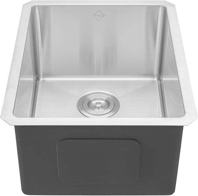 16 in. x 20 in. x 10 in. 16-Gauge Stainless Steel Undermount Single Bowl Bar Prep Kitchen Sink with Silicon Dishrack and Strainer