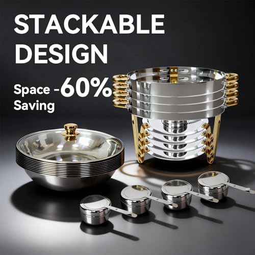 6QT Chafing Dishes Buffet, Food Warmers for Parties with Glass Lid, 4 Pack - Image 6