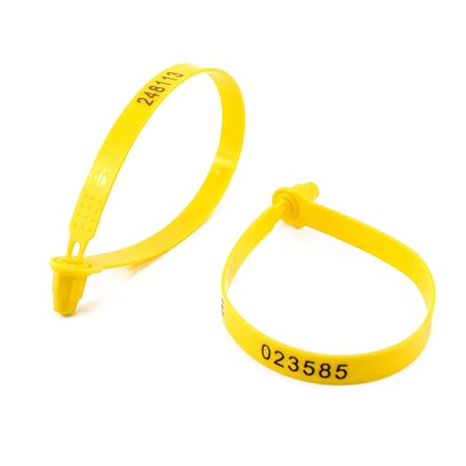 Leadseals(R) 100 Yellow Plastic Truck Trailer Seals Tite-Lock Tractor Door Seal Tamper Evident Security Tags Numbered Safty Disposable Locks for Trailer Logistics Shipping Transport
