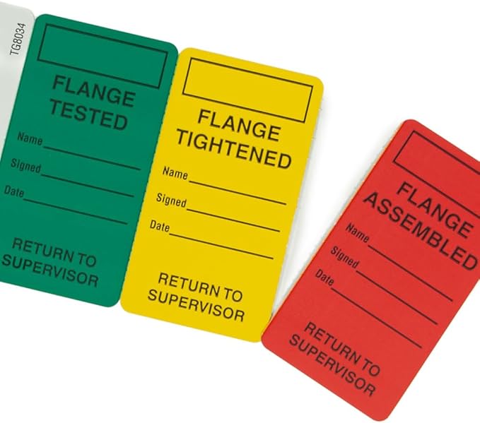 INCOM Manufacturing 4-Stage Flange Management Tags, Heavy Duty All-Weather DuraPly™, Waterproof and Tear-Resistant, 2.75 inch x 7.9 inch, 25 Pack, TG8034PT