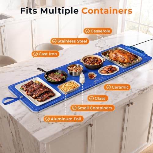 Warming Mat for Food， Extra Large 49"x15", 7 Heat Levels, 8 Hour Timer - Image 5
