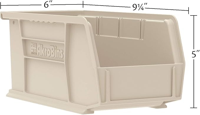 Akro-Mils 30237 AkroBins Plastic Storage Bins, Space-Saving Stackable Bins for Garage, Pantry, Craft Organization, 9-" x 6-" x 5-", Blue, 12-Pack