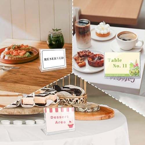 10 Pack 3x5 Inch Small Sign Holder Horizontal, Double-Sided Usage with Swivel Base for Table Display, for Office, Store, Restaurant, for Number/Name/Food Label Display, Note - Image 6