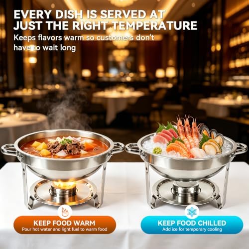 6QT Chafing Dish for Buffet, Food Warmers for Parties with Glass Lid, 4Pack - Image 3