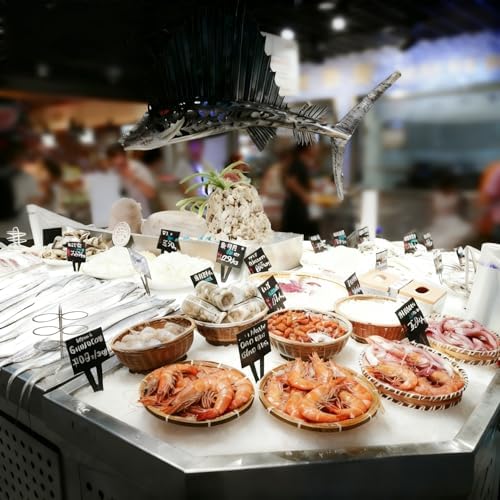 5Pcs Supermarket Aquatic Frozen Seafood Market Price Card Acrylic Black Ice Table Insert Label Clip Erasable Plug-in Label Display Rewritable Promotional Price Tag Waterproof Square Advertising Sign - Image 7
