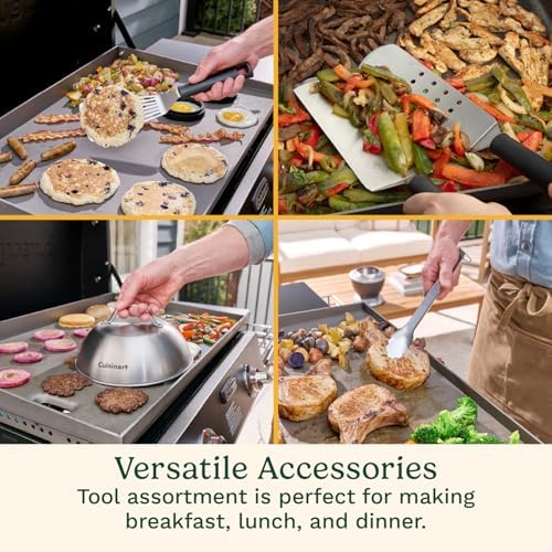 Cuisinart 24-Piece Griddle Tool Set with Storage Tote, Stainless Steel Flat Top Grill Accessories with Spatulas, Melting Dome, Smash Burger Press, Scraper & Tongs, Perfect for BBQ, Tailgates, Camping - Image 6