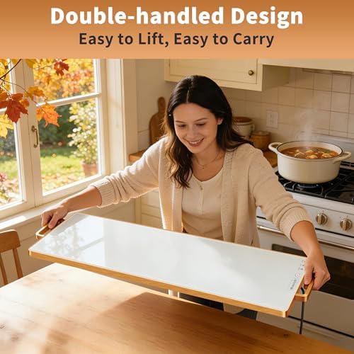 Electric Warming Tray,XL 32"x12",Tempered Glass Warming Mat for Food,White - Image 4