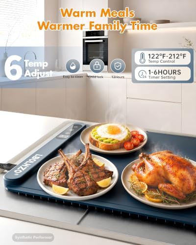 Warming Mat for Food 36x16Inch,Heat Resistant Pad,580W Fast Heating,Blue - Image 4