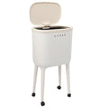 XPIY 4 Gallon Trash Can with Wheels and Lid, Modern Narrow Garbage Can with Raised Legs, Space-Saving Rolling Dog-Proof Trash Bin for Bathroom, Kitchen, Bedroom, Office (1, White-1)