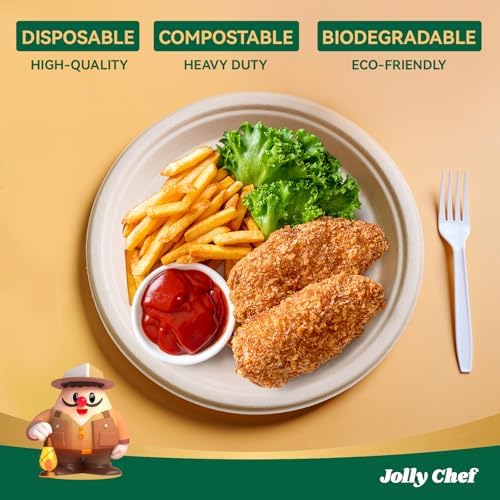 Compostable Heavy Duty 10 Inch 150 Pack Eco-Friendly Disposable Paper Plate - Image 3
