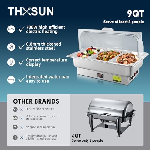 3 x 3QT Electric Chafing Dish with Knob Temperature Control - Image 7