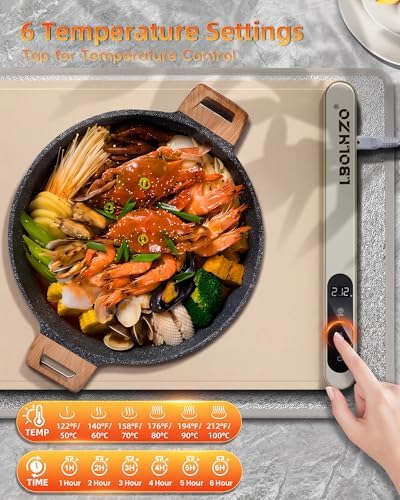 Warming Mat For Food 24"Dx16"W 500W Food Warming Mat Heat Resistant Pad Graphene 5s Rapid Food Warmers for Parties Buffet 6 Temp 6H Timer Chafing Dishes for Buffet,Auto Shut Off for Gatherings - Image 5