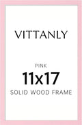 Vittanly 11x17 Picture Frame, Solid Wood Frame with Plexiglass, Includes 8x12 Mat, Wall Hanging for Photos, Home Decor, Pale Pink, 1 Pack