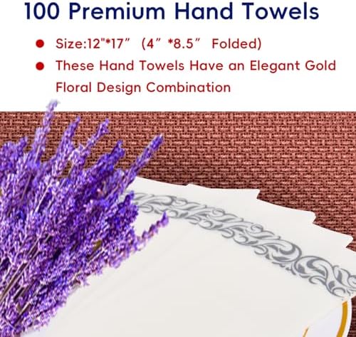 100 Silver and White Disposable Hand Towels, Paper Guest Towels for Parties - Image 6