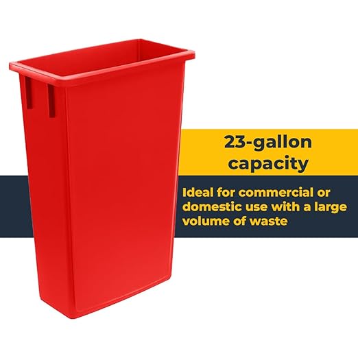 3 Pack 23 Gallon Waste Bin, Heavy-Duty Trash Can, Slim Rectangular Garbage Bin, Durable Waste Container, Recycling Bin, Plastic Wastebasket for Kitchen, Garage, Hotels, Restaurants, Office