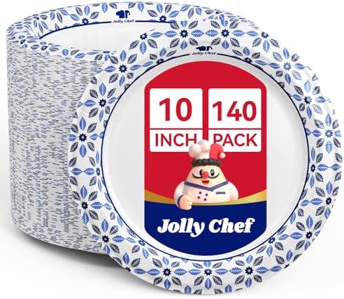 JOLLY CHEF 10 inch 140 Pack Disposable Paper Plates by JOLLYCHEF