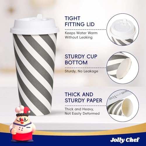JOLLY CHEF 100 Pack 20 oz Disposable Coffee Cups with Lids - Image 3