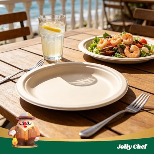 Compostable Heavy Duty 10 Inch 100 Pack Eco-Friendly Disposable Paper Plate - Image 5