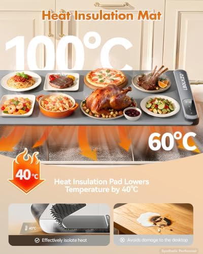 Warming Mat For Food Extra Large 36"x16" 580W Food Warming Mat Buffet Servers and Warmers,Chafing Dishes for Buffet 6 Temp 6 Hour,Roll Up Food Warmers for Parties Buffet Catering Gatherings - Image 2