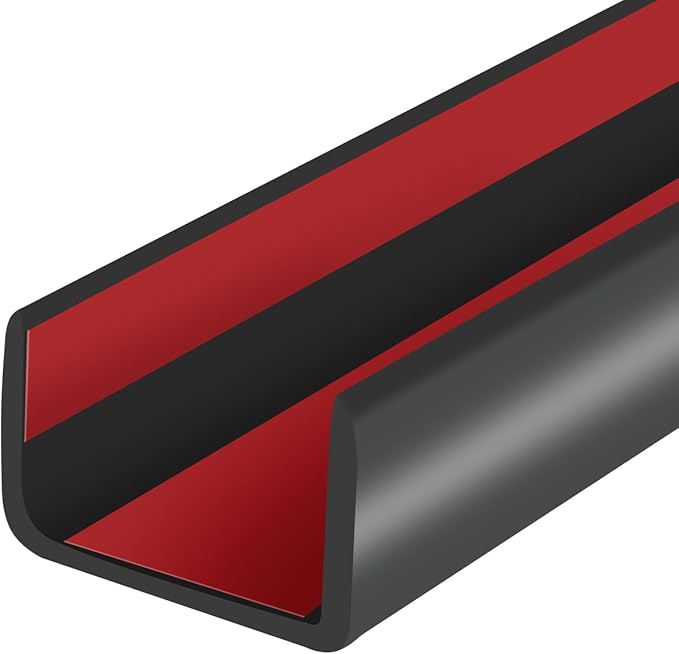 Rubber Edge Trim, Self-Adhesive U Channel Edge Protector for Plywood, Cabinet, 3/4" Wood Edge Banding, Flexible Furniture Repair, EPDM Material, Fit 3/4"(19mm), Length 20Ft, Black Color