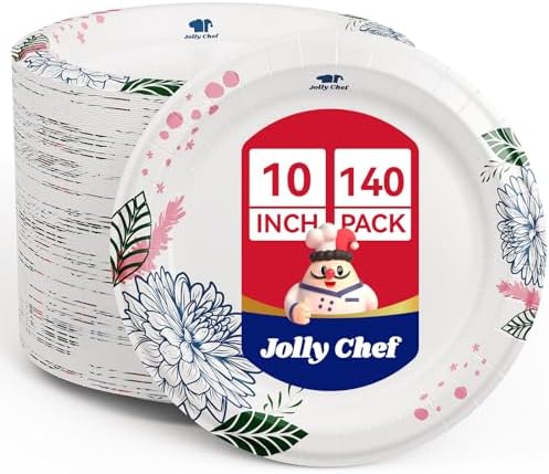 JOLLY CHEF 140 Count Disposable Paper Plates 10 inch by JOLLYCHEF