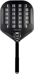 Perforated Pizza Peels 6 INCH pizza spatula paddle Long Handle Metal Pizza Spatula for Indoor and Outdoor (12 Inch Black)
