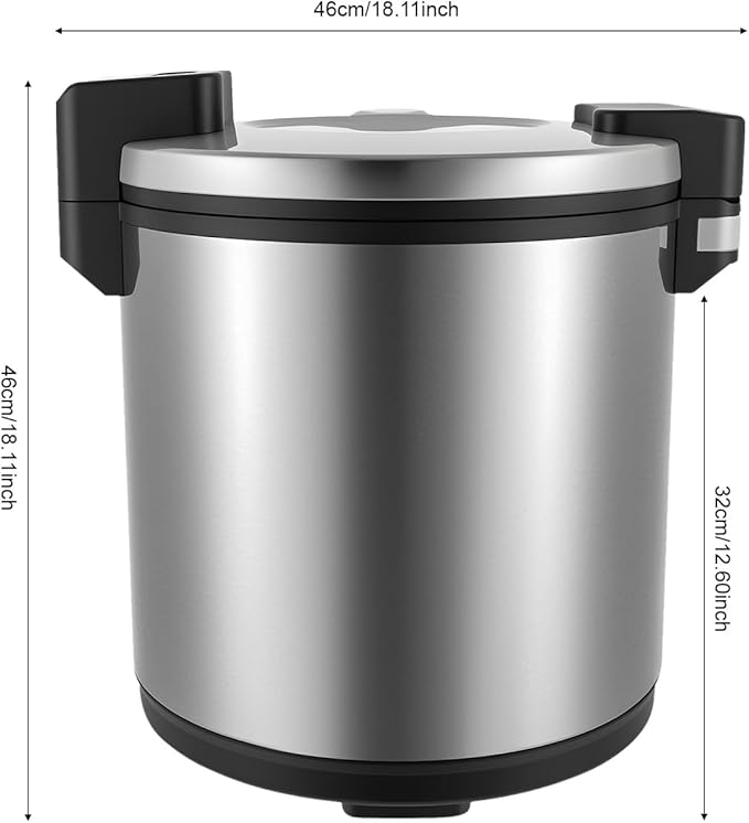 6-Gal Electric Rice Warmer | Two Temperature Settings | 110V 110W Commercial Food Warmer with Flip Lid & Rice Spoon for Parties, Festival Banquets, Catering (Stainless Steel/American plug 110V)
