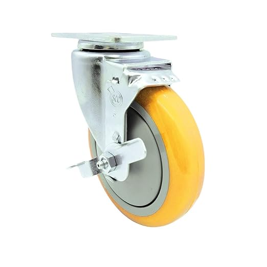 Service Caster Brand Replacement Caster for Uline Caster H-5540SWB - Swivel Top Plate Caster with 5 Inch Yellow Polyurethane Wheel and Top Lock Brake - Fits Carts, Dollies and Poly Box Trucks H-3840
