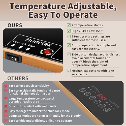 Warming Mat for Food,Extra Long 40"x12",Tempered Glass Warming Tray, Black - Image 6