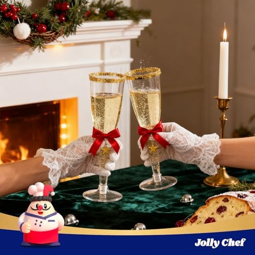 JOLLY CHEF 36 Count Plastic Champagne Flutes 4.5 oz Gold Rim Clear Disposable Toasting Glasses - Image 7