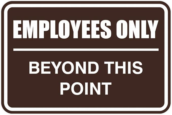All Quality Classic Framed Employees Only Beyond This Point Wall or Door Sign | Easy to Install Business Signage - Medium (Dark Brown) 1 Pack