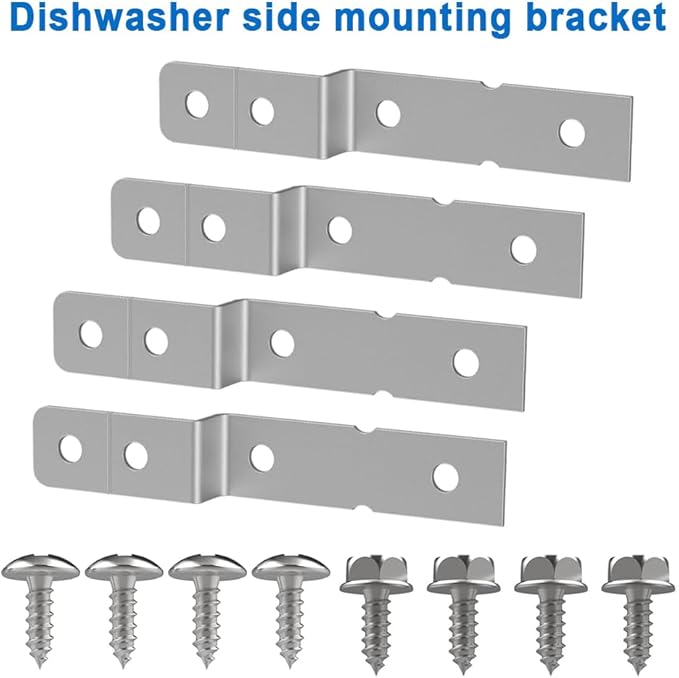 4Pcs Dishwasher Side Mount Bracket Kit, Compatible with 154806601 02 for Electrolux & Frigidaire Dishwashers AP5645425, 154477201, 154806601, 154806602, 154806601/02, 2691713 and PS4705063 DWBRACKIT1