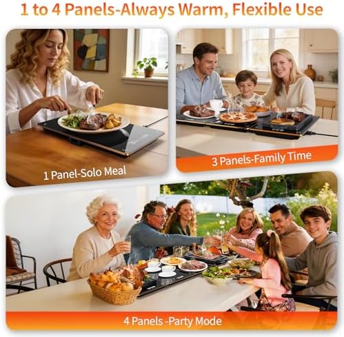 Electric Warming Tray, 4-in-1 Food Warmer, 33"x15", 10 Settings - Image 2