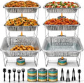 Disposable Chafing Dish Buffet Set, 6 Pack Half Size 10 x 12 Inch Food Pans by Pelto