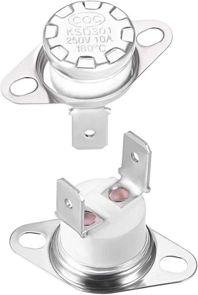 uxcell KSD301 Thermostat 180°C/356°F 10A Normally Closed N.C Adjust Snap Disc Temperature Switch for Microwaves,Oven,Coffee Maker 2pcs,Ceramic Material