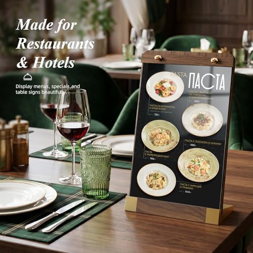 PPH-Sisy 4 Pack Acrylic Sign Holders 4x6 with Wood Base, Tabletop Display Sign Stand for Menu Flyer Poster, Clear Acrylic Paper Frame for Restaurant Coffee Shop Hotel Office Exhibition - Image 6