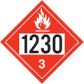 1230 Placard, Class 3 Flammable Liquid 25-pk. - 10.75" x 10.75" Removable Self Adhesive Economy Vinyl for Short-Term Applications, DOT Hazmat Compliant, J. J. Keller & Associates, Inc.