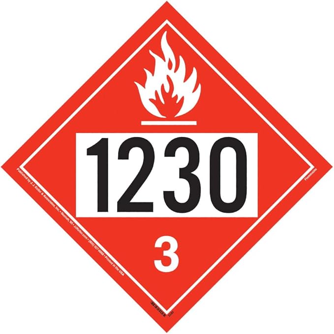 1230 Placard, Class 3 Flammable Liquid 25-pk. - 10.75" x 10.75" Removable Self Adhesive Economy Vinyl for Short-Term Applications, DOT Hazmat Compliant, J. J. Keller & Associates, Inc.