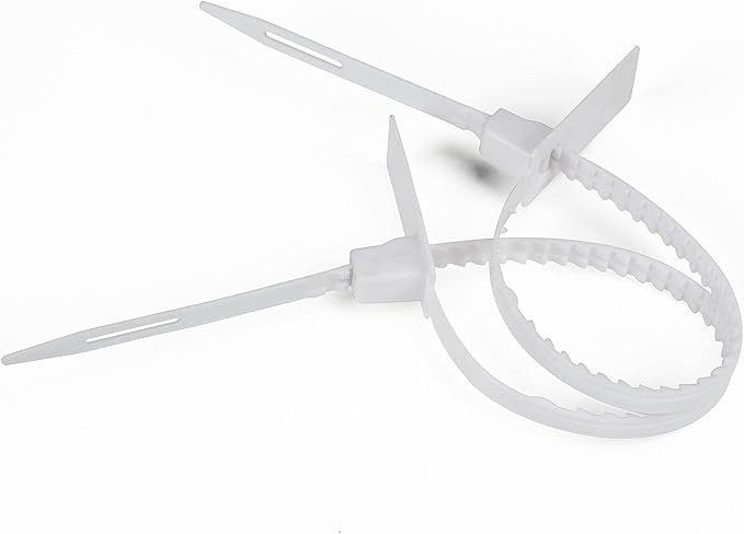 Heavy Duty Plastic Security Seal - Self Locking Tamper Evident Shipping Tags, Numbered Pull Tight Securing Straps for Truck Trailer, Length 337 mm 13.2" (White 100 PCS)