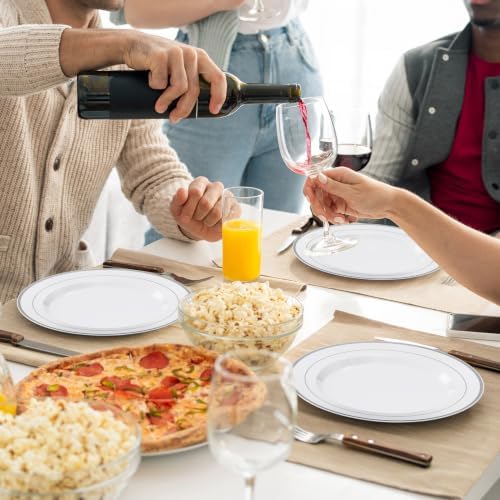 100PCS Plastic Plates 10 Inch Heavy Duty Disposable Plates for Everyday Use - Image 6