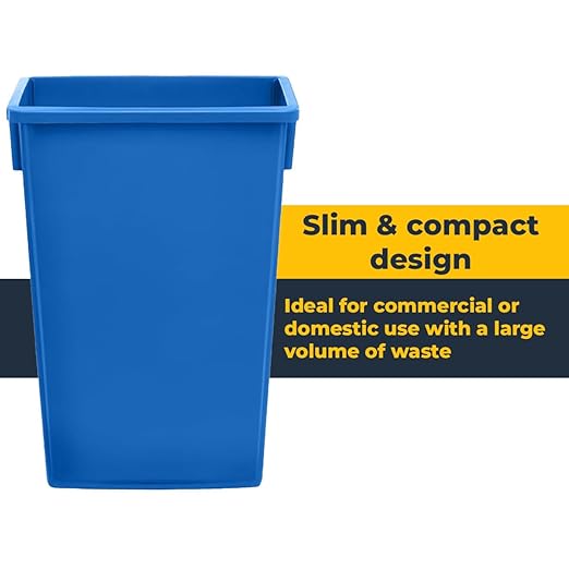 3 Pack 23 Gallon Waste Bin with Dolly, Heavy-Duty Trash Can, Slim Rectangular Garbage Bin, Durable Waste Container, Recycling Bin, Plastic Wastebasket for Kitchen, Garage, Restaurants, Office